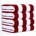 thumbnail image 3 of American Soft Linen, 100% Cotton 4-Pack Turkish Cabana Striped Beach Towels – Sand-Free, Soft & Absorbent, 30x60 Inches - Bordeaux, 3 of 10