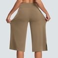 thumbnail image 3 of Mohiass Women Capri Pants Clearance Summer High Waisted Womens Capri Pants Yoga Wide Leg Tummy Control Capri Pants for Women with Pockets Khaki M, 3 of 8