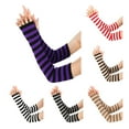 thumbnail image 4 of Koiauber Women Striped Elbow Gloves Knitted Arm Warmers Fingerless Gloves Stretchy Mittens with Thumb Hole, 4 of 8