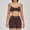 Coffee, variant on PISONIC Workout Sets for Women 2 Piece Color Block Strappy Sports Bra High Waist Shorts Gym Yoga Pilates Outfits