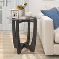 thumbnail image 3 of Spaco 23.5 Inch Round End Table, Side Table with Tempered Glass Tabletop, Black, 3 of 8