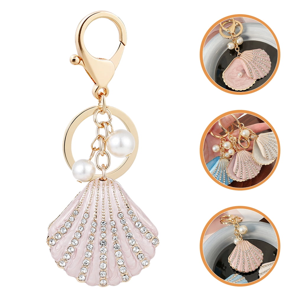 PACKOVE 2pcs shell keychain nautical keychain backpack charms cute keychain  car keychain for women key chains women purse key chain charms shell pearl  artificial handbag Zinc alloy Miss at  Women's Clothing