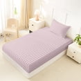 thumbnail image 5 of Castle Fairy Mid Century Thin Stripe Twin Sheets 3pcs,Retro Vertical Pattern Bedding,Pink Gray,1 Flat Sheet, 1 Fitted Sheet and 1 Pillowcase, 5 of 7