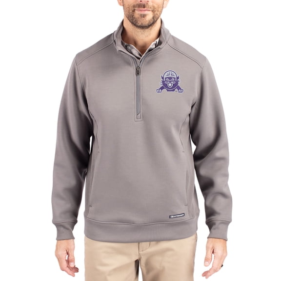 Men's-Cutter & Buck Gray Northwestern Wildcats Roam Eco Recycled Quarter-Zip Pullover