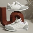 thumbnail image 4 of Womens Trainer Running Walking Shoes Casual Anti Slip Retro Fashion Quilted Low Wedge Sneakers Lace up Athletic Tennis Shoes, 4 of 6