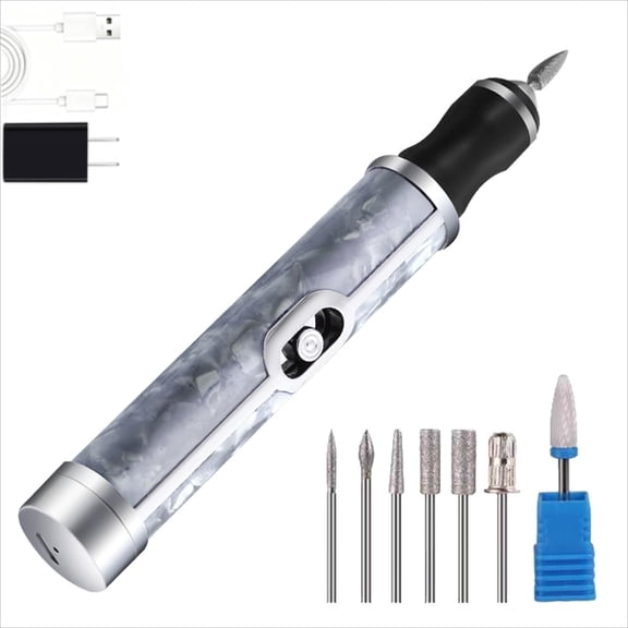 Electric Nail File - 4-Speed Cordless Rechargeable Pedicure Tool - Nail Drill Kit | for Men Women Cuticle Thick Toenails Foot Salon Travel Home