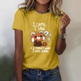 thumbnail image 3 of Gibobby Playera Corte clásico para Mujer Blusas las mujeres lindo impreso cuello redondo manga corta camiseta Tops túnica camisas casuales(Amarillo,CH), 3 of 4