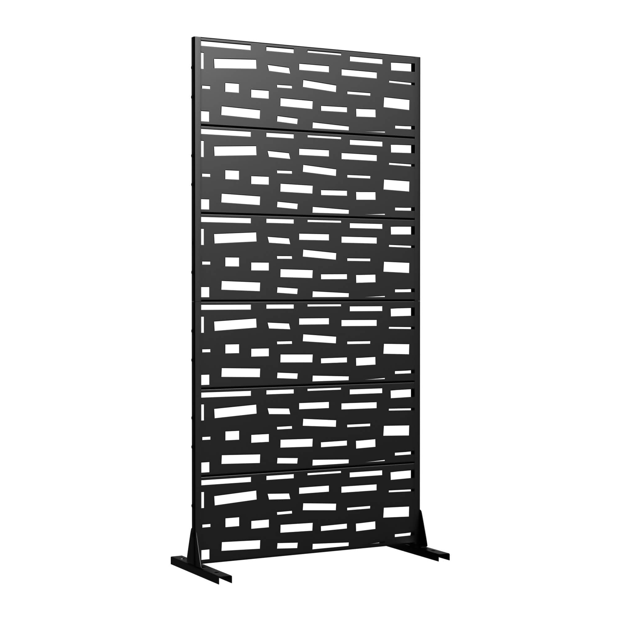 MAYEERTY 72x35x16 Inch Black Rectangular Galvanized Steel Privacy Screen, 6 Piece Set for Outdoor Street