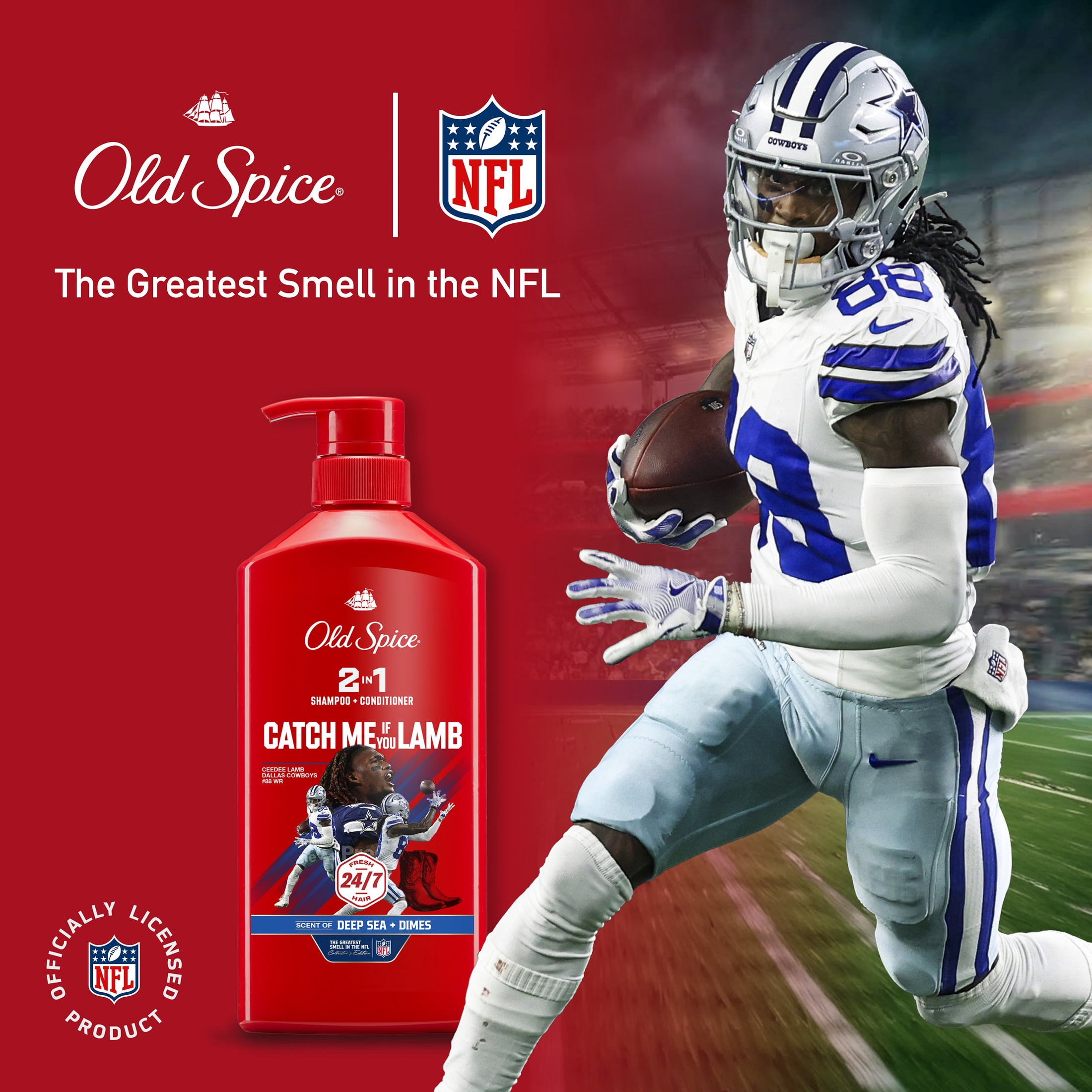 Old Spice Catch Me If You Lamb 2in1 Shampoo & Conditioner for Men, Old Spice x NFL, 21.9 fl oz