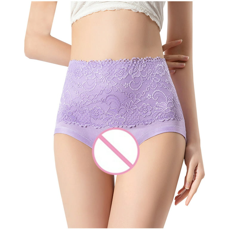 HUPOM Womens Panties Girls Underwear High Waist Casual Tie Comfort Waist  Purple 5XL