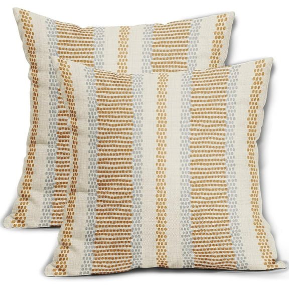 Mustard Yellow Pillow Covers 20x20 Set of 2 Gray Grey Dot Print Striped Decorative Outdoor Pillowcases Boho Rustic Farmhouse Decorative Throw Cushion Case Decor for Couch Sofa Bed