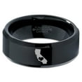 thumbnail image 2 of Tungsten California The Golden State Heart Band Ring 8mm Men Women Comfort Fit Black Beveled Edge Polished, 2 of 4