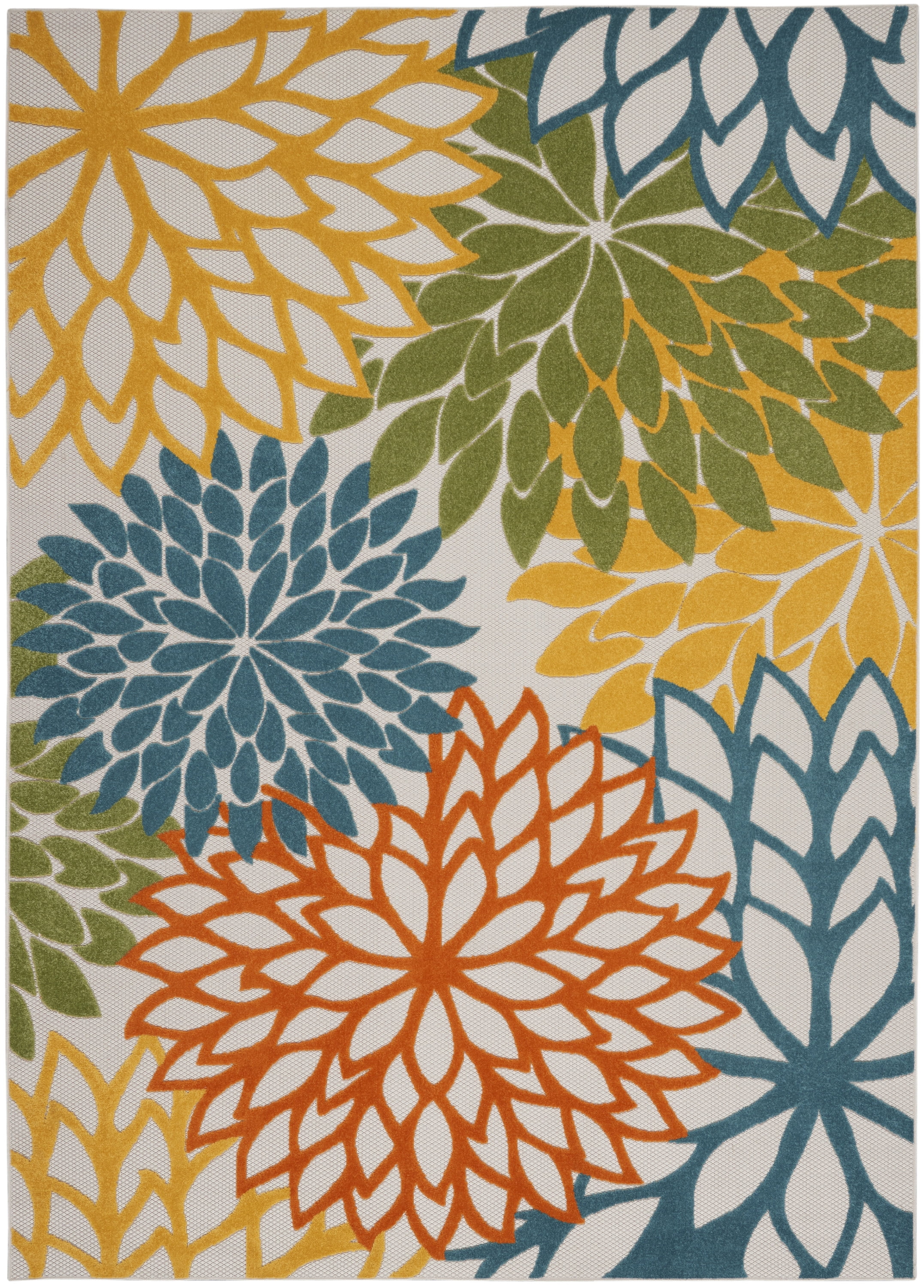 Nourison Aloha Indoor/Outdoor Tropical Floral Turquoise Multicolor 7'10" x 10'6" Area Rug, (8' x 11')