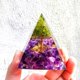 thumbnail image 1 of Orgonite Pyramid Resin Pointed Home Display Decorations with Natural Amethyst & Peridot Chips and Metal Findings inside for Home Office Desk 60x60mm, 1 of 1