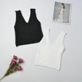 thumbnail image 2 of KOOYET Spring and Summer High-elasticity Slim Slimming Wild V-neck Vest Pleated Design Vest, 2 of 6