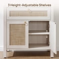 thumbnail image 3 of SICOTAS 68.5" Tall Rattan Bookshelf with Large Drawer & 2 Doors, Boho 5-Tier Bookcase with Adjustable Shelf, Display Storage Shelves for Living Room, Home Office, White Oak, 3 of 8