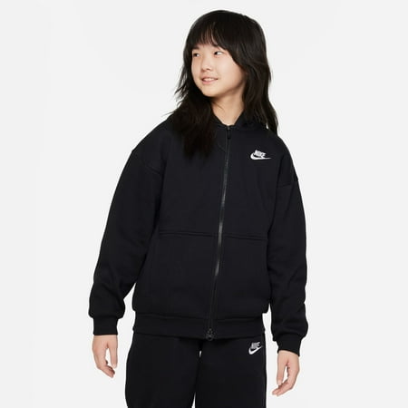Girls 7-20 Nike Sportswear Club Fleece Oversized Full-Zip Hoodie Color: Black Size: MEDIUM