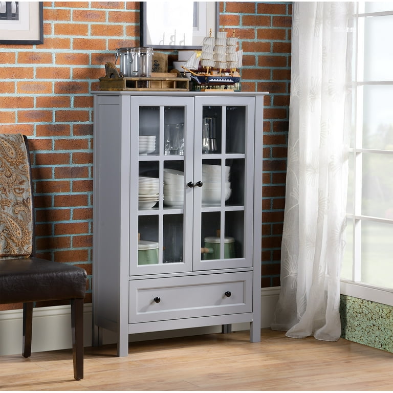 Homestar 2 Door 1 Drawer Glass Cabinet