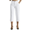 thumbnail image 3 of Riecok Suit Pants for Women with Pocket High Waist Wide Leg Capri Pants Solid Pull on Summer Trousers Formal Business Clothes, 3 of 8