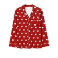 thumbnail image 4 of Odbmxy Pajama Sets Women Plus Size Womens Pajamas Fashion Red Loose Heart Print Button up Lounge Sets 2 PC, 4 of 6