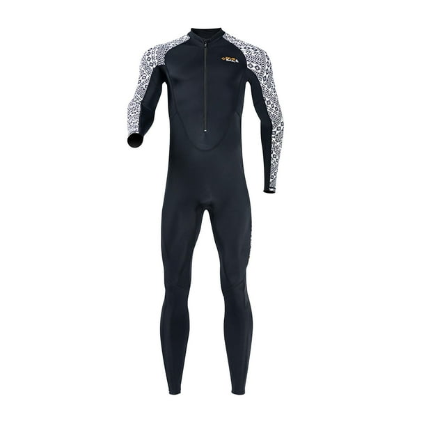 Traje de baño de cuerpo completo elástico con cremallera frontal, transpirable, para buceo Hombres L
