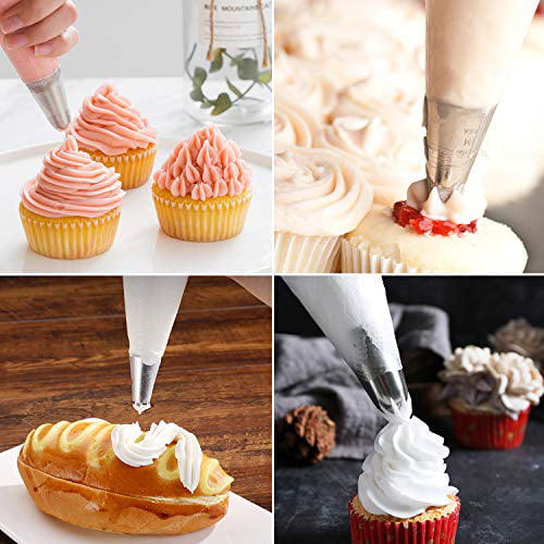TRUSBER 100pcs Disposable Cream Pastry Bag Thick Plastic Icing Piping Professional Cake Cupcake Decorating Tool Pastry Crimpers For Macarons Cookies Baking Cupcakes Small Clear 