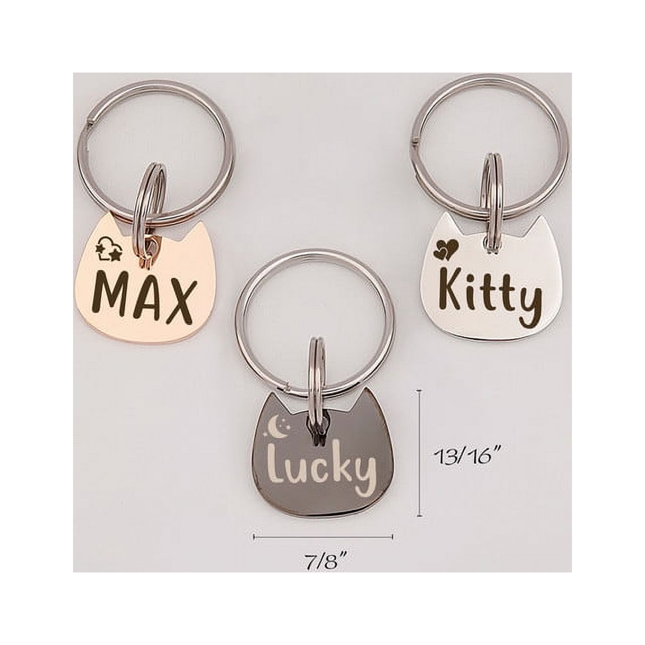 Anavia Stainless Steel Kitten Head Name and Icon Engraved Dog & Cat ID Tag, Rose Gold
