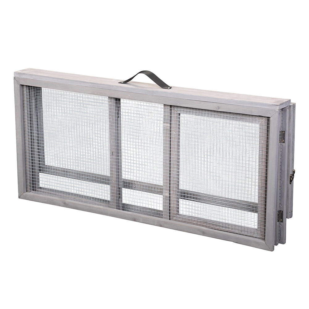 Kadyn Wood Collapsible Guinea Chick Run, Folding Rabbit Hutch with Roosting Bar, Outdoor Bunny Cage, Portable, Gray Kadyn Wood Collapsible Guinea Chick Run, Folding Rabbit Hutch with Roosting Bar, Outdoor Bunny Cage, Portable, Gray