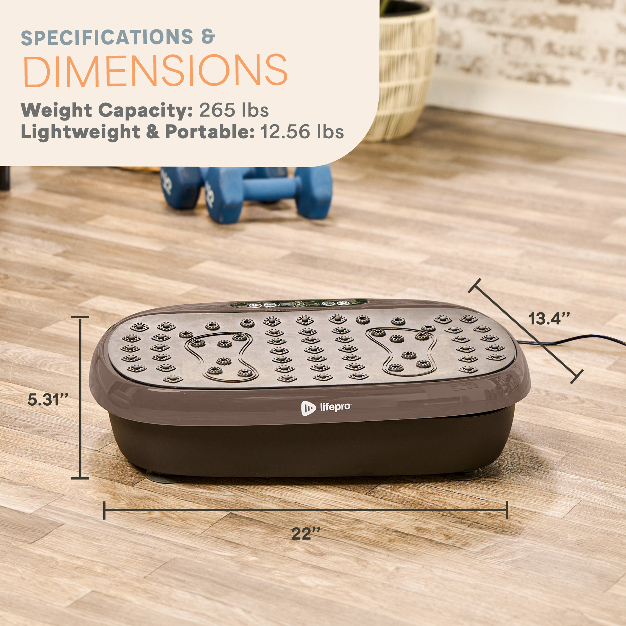 Lifepro HexaPlate Lite Vibration Plate Exercise Machine – Full Body Vibrating Plate for Weight Loss, Lymphatic Drainage & Recovery – Compact Home Workout with Magnetic Acupoints & Remote - Bronze