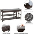thumbnail image 2 of Homfa Bamboo Storage Bench with 2 Tiers Shoe Rack, Bathroom Shoe Bench Bed End Stool with Flip Top and Padded Seat, Vintage (up to 7 Shoes), 2 of 7