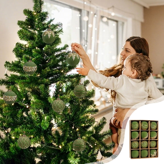 sruoe Christmas Ball Ornaments, Christmas Tree Ornament, Xmas Bulbs Decoration Set, Shatterproof Ornaments, Flocked Christmas Balls, Christmas Tree Hanging Baubles Ball for Party Holiday Decor