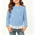 thumbnail image 2 of fatyb Girls Long Sleeve Tops Ruffle Hem T Shirts with Bow Kids Crew Neck Cute Blouses for 0-12 Years, 2 of 7