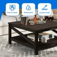thumbnail image 7 of Dextrus Coffee Table with Storage, Farmhouse Cocktail Center Table for Living Room, Walnut, 7 of 7