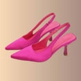 thumbnail image 2 of KEGIRLOM Women's Fashionable Casual Solid Color Pointed Toe Open Back Style High Heels Shoes Hot Pink 7, 2 of 5