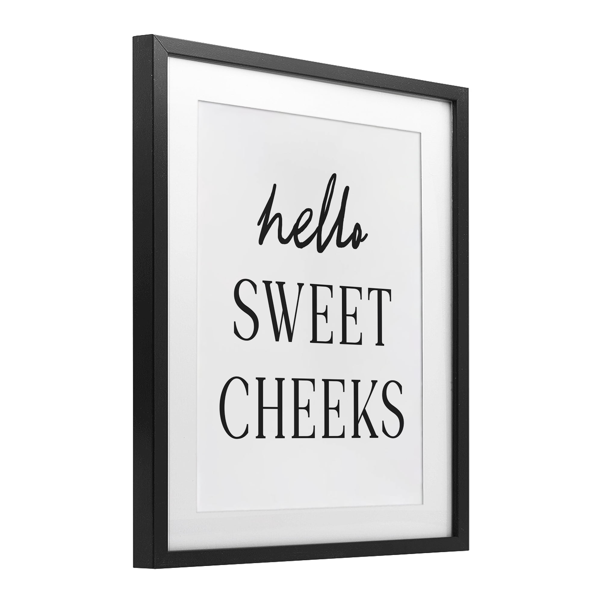 Stupell Industries Sweet Cheeks Bathroom Humor Black Framed Print Under Glass, design by Lettered and Lined