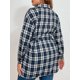 thumbnail image 3 of Cárdigan, Camisa de talla grande para mujer, manga larga, botones a cuadros, cinturón, camisas larga Meterk XX-grande, 3 of 7