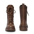 thumbnail image 4 of Dream Pairs Women's Fashion Lug Sole Ankle Booties Lace-Up Mid Calf Combat Boots SDMB2217W BROWN Size 8.5, 4 of 5