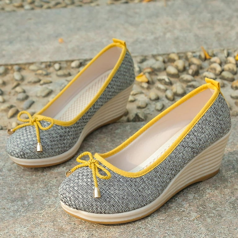 Grey wedge pumps sale