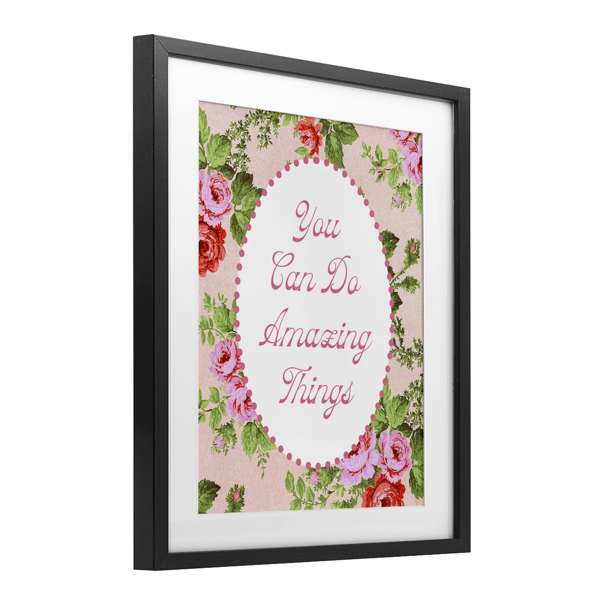 Stupell Industries You Can Do Amazing Things with Vintage Florals Black Framed Print Under Glass, design by Lil' Rue