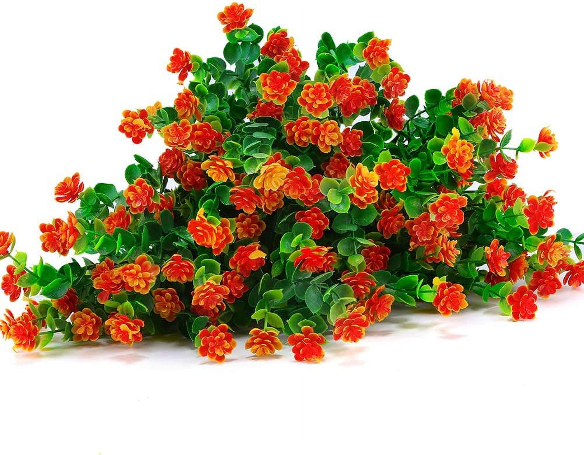 Outdoor Artificial Fake Flowers No Fade UV Resistant Faux Plastic Plants for Hanging Planter Patio Yard Wedding Indoor Home Kitchen Farmhouse Décor (White)