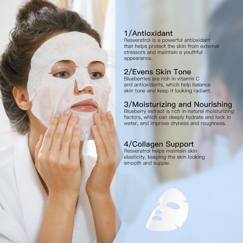 20PCS APPTI Blueberry Resveratrol Face Mask – Antioxidant & Revitalizing Treatment for Youthful Defense, Brightening Dull Skin & Enhancing Radiance with Berry Power.