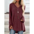 thumbnail image 4 of Honganda Vêtements d'Automne pour Femmes Pull-Over Grande Taille en V de Couleur Unie, 4 of 4