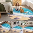 thumbnail image 6 of Summer Beach Round Living Room Rugs 6 ft, Shell Starfish Spray Washable Area Rug with Non-Slip Sturdy Edge Binding Round Carpet for Kitchen Office Bedroom, 6 of 9