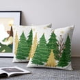 thumbnail image 2 of Pillow Covers 18x18 Set of 2, Green Christmas Tree Throw Pillow Covers Decorative Couch Cushion Cover, Golden Xmas Tree Winter Snowflake Microfiber Soft Square Pillowcases for Bedroom Living Room, 2 of 9