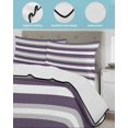 thumbnail image 4 of Purple Grey Stripe Queen Size Down Alternative Comforter, Lightweight Comforter Quilt Bedding Set with Pillow Shams Minimalist Farmhouse Striped All Seasons Bed Comforter Duvet Insert 90"x96", 4 of 7