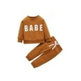thumbnail image 1 of TheFound Baby Long Sleeves + Trousers, Letter Print Adjustable Elastic Waist, 1 of 9