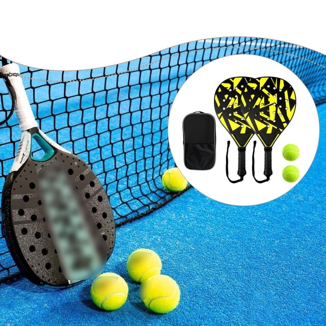 DYNWAVECA Padel Racket Lightweight Men Women Professional Portable Durability Practical Premium Training Padel Racquet Comfortable Grip 2 Pieces Racket Set
