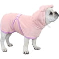 thumbnail image 1 of Nvzi Albornoz para perro, toalla de baño de microfibra con capucha, absorbente y de secado rápido, para cachorros, perros pequeños, medianos y grandes, gatos (rosa, S), 1 of 5