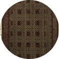 thumbnail image 1 of Ahgly Company Indoor Round Abstract Brown Modern Area Rugs, 3' Round, 1 of 4