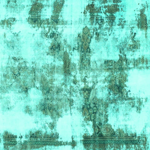 Ahgly Company Machine Washable Indoor Square Abstract Turquoise Blue Modern Area Rugs, 4' Square